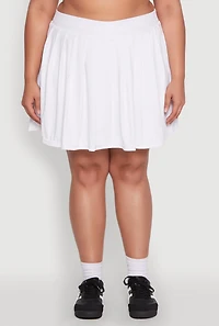 Womens Plus Size Pleated Tennis Skirt, White, Size 1X