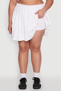 Womens Plus Size Pleated Tennis Skirt, White, Size 1X