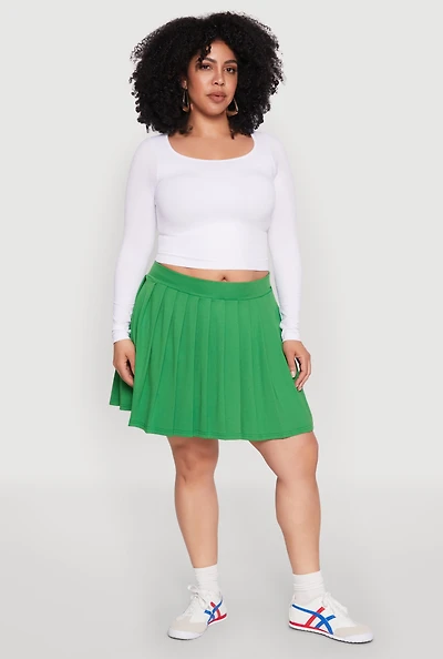 Womens Plus Size Pleated Tennis Skirt, Green, Size 1X