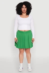 Womens Plus Size Pleated Tennis Skirt, Green, Size 1X