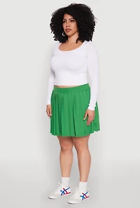 Womens Plus Size Pleated Tennis Skirt, Green, Size 1X