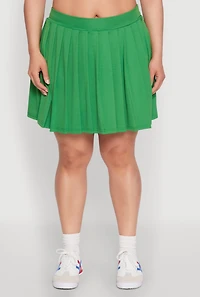Womens Plus Size Pleated Tennis Skirt, Green, Size 1X