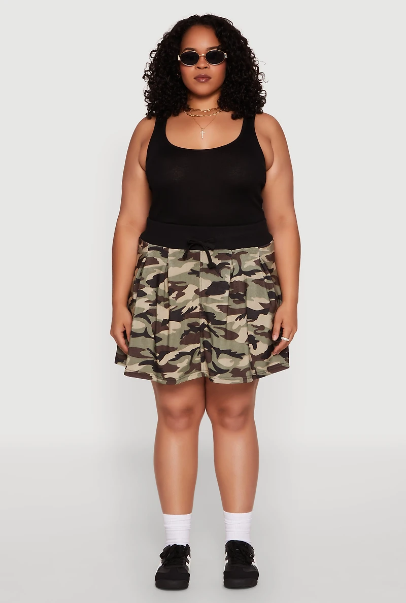Womens Plus Size Printed Pattern Pleated Skirt, Multi, Size 3X