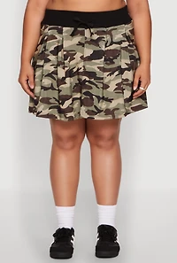 Womens Plus Size Printed Pattern Pleated Skirt, Multi, Size 1X