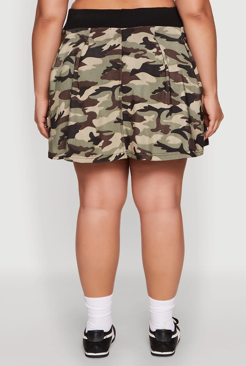Womens Plus Size Printed Pattern Pleated Skirt, Multi, Size 1X