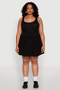 Womens Plus Size Pleated High Waisted Circle Skirt, Black, Size 1X