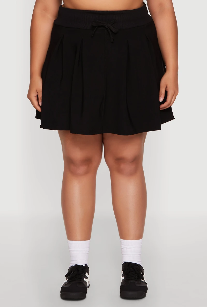 Womens Plus Size Pleated High Waisted Circle Skirt, Black, Size 3X