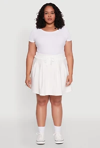 Womens Plus Size Pleated High Waisted Circle Skirt, White, Size 1X