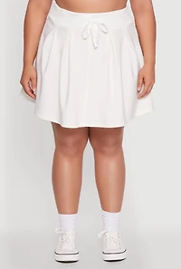 Womens Plus Size Pleated High Waisted Circle Skirt, White, Size 3X