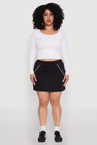 Womens Plus Size Contrast Trim Skort, Black, Size 2X
