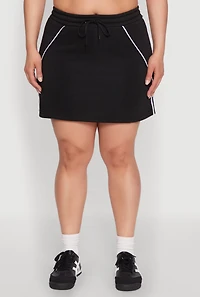 Womens Plus Size Contrast Trim Skort, Black, Size 2X