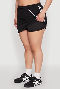 Womens Plus Size Contrast Trim Skort, Black, Size 2X