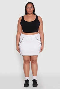 Womens Plus Size Contrast Trim Skort, White, Size 2X