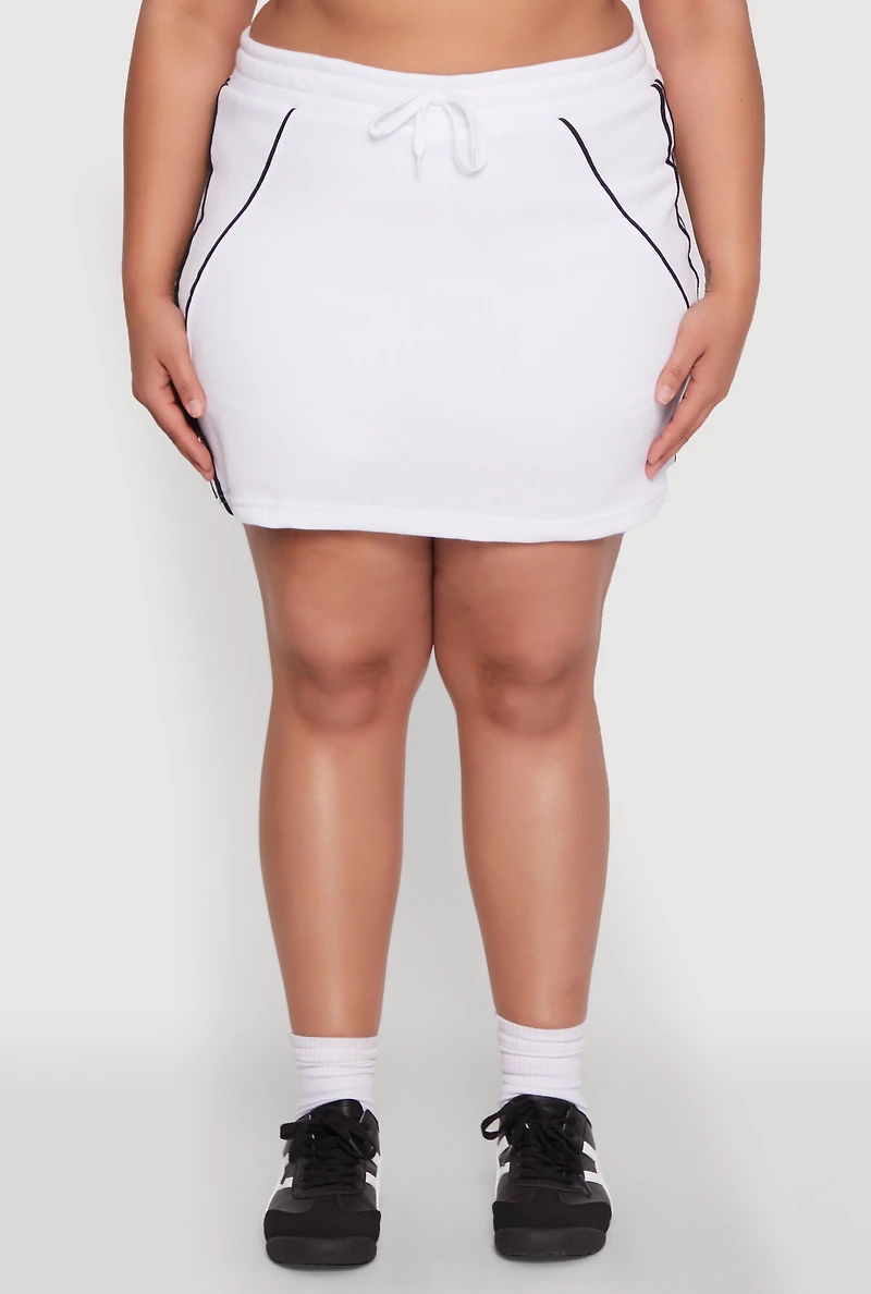 Womens Plus Size Contrast Trim Skort, White, Size 2X