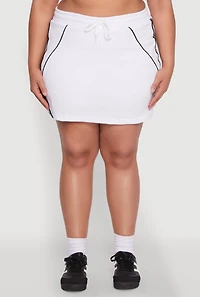 Womens Plus Size Contrast Trim Skort, White, Size 2X