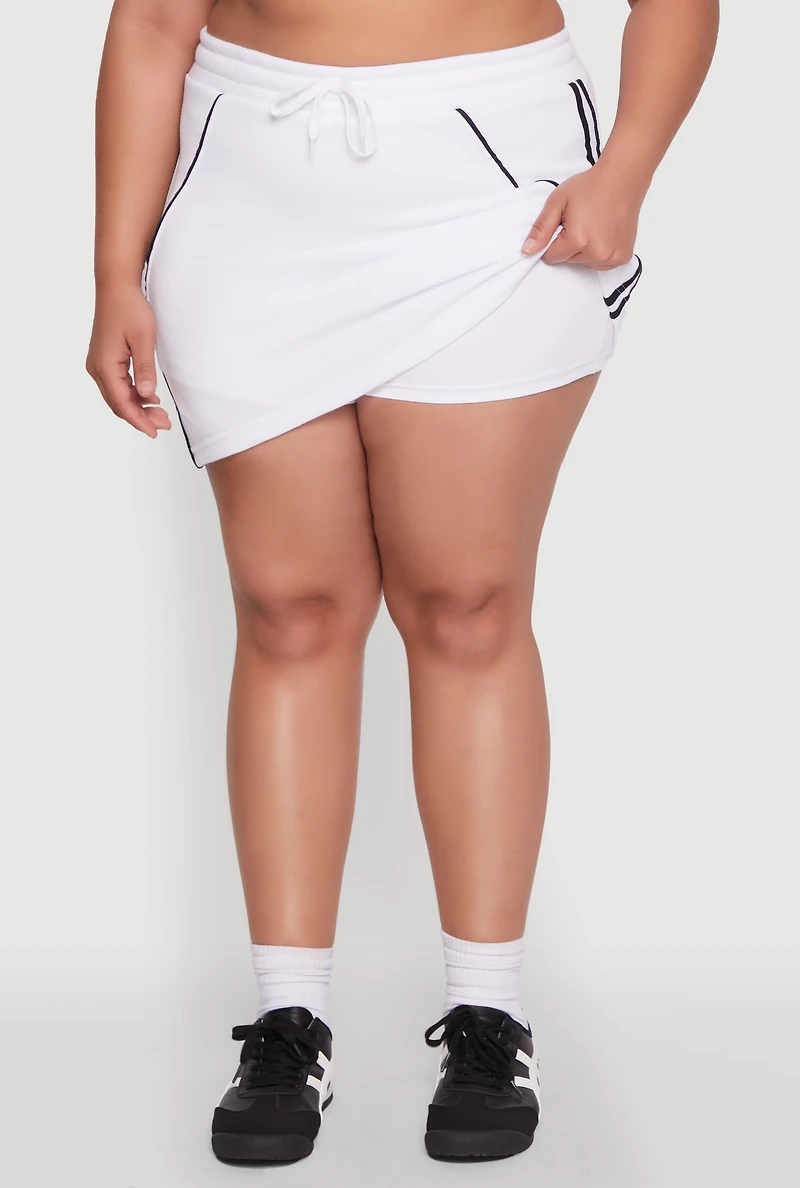 Womens Plus Size Contrast Trim Skort, White, Size 2X