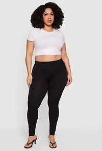 Plus High Waisted Rhinestone Boss Graphic Leggings