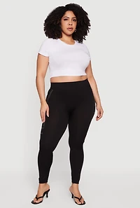 Plus High Waisted Rhinestone Faith Graphic Leggings