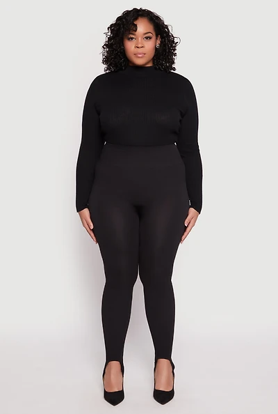 Plus Ribbed Knit Seamless Stirrup Leggings