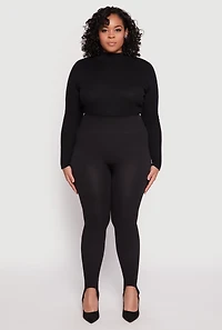 Plus Ribbed Knit Seamless Stirrup Leggings