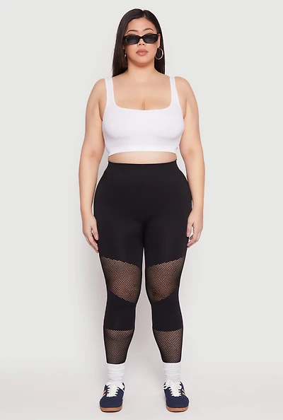 Plus Fishnet Detail Seamless Leggings