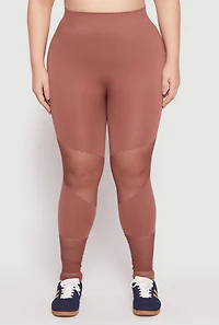 Womens Plus Fishnet Detail Seamless Leggings,