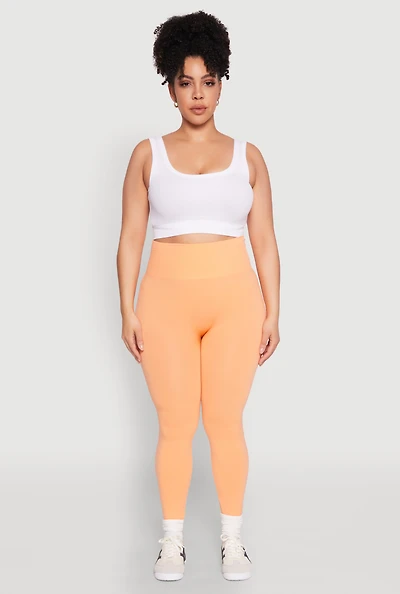 Womens Plus High Waisted Seamless Leggings,