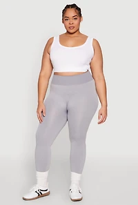 Plus High Waisted Contrast Trim Leggings