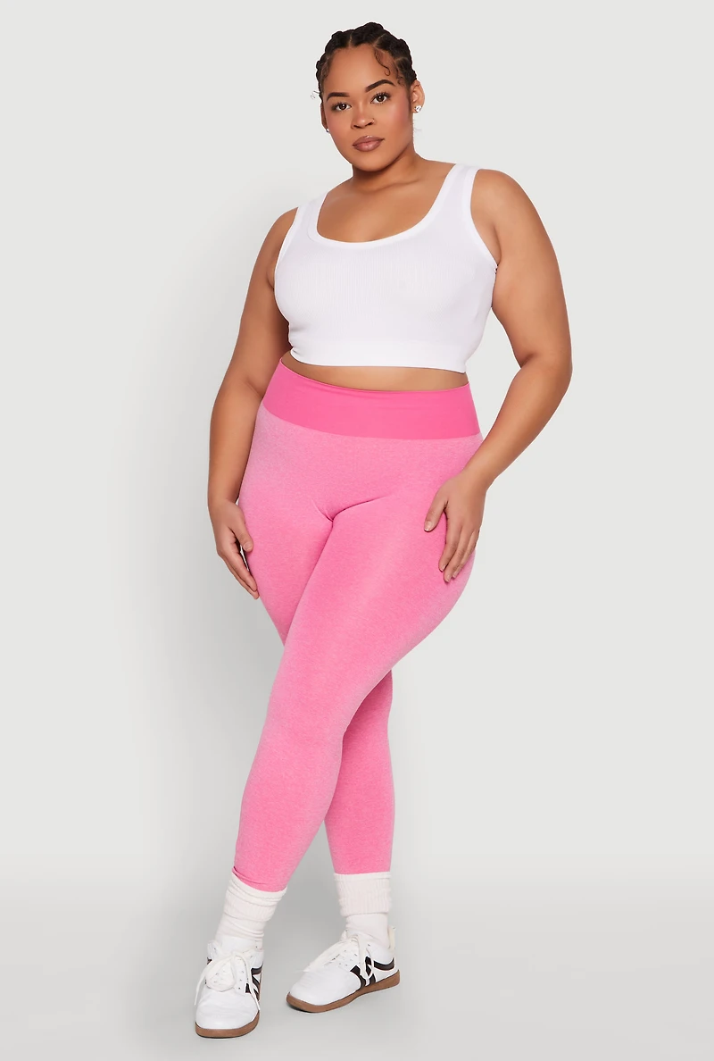 Plus High Waisted Contrast Trim Leggings