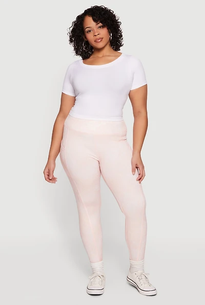 Plus Patterned Leggings with Cell Phone Pockets