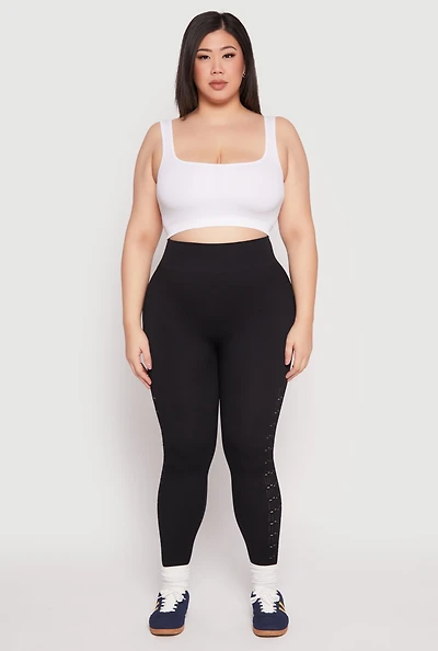Plus Side Laser Cut Seamless Leggings