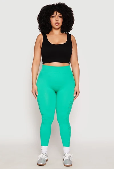 Womens Plus Side Laser Cut Seamless Leggings, 2X-3X