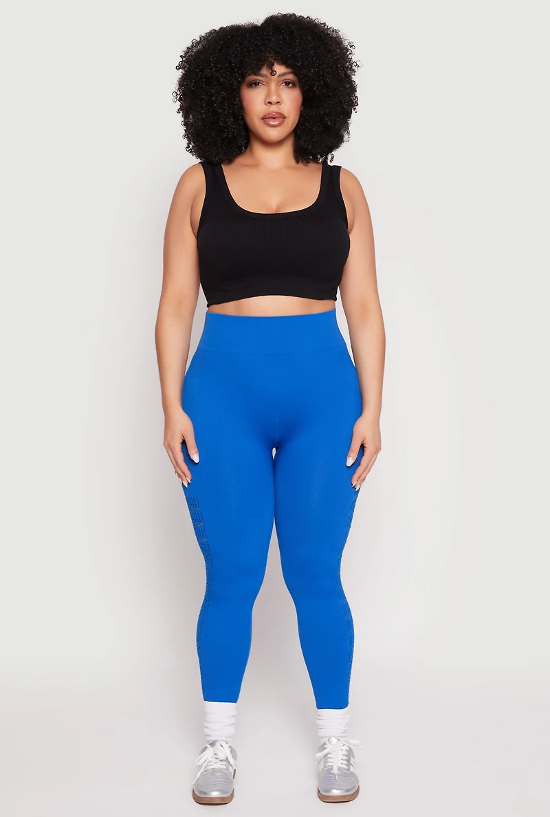 Plus Side Laser Cut Seamless Leggings