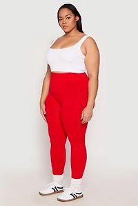 Womens Plus Size Seamless High Waisted Leggings, Red, Size 1X-2X