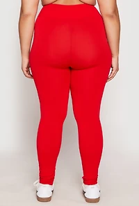 Womens Plus Size Seamless High Waisted Leggings, Red, Size 1X-2X