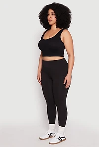 Womens Plus Size High Waist Side Pocket Leggings, Black, Size 1X