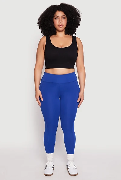 Womens Plus High Waist Side Pocket Leggings,