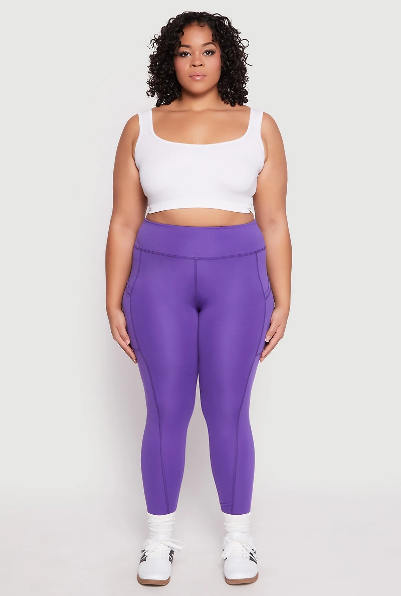 Plus High Waist Side Pocket Leggings