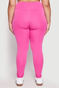 Womens Plus Size High Waist Side Pocket Leggings, Pink, Size 1X