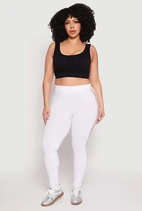 Womens Plus Size Seamless Cut Out Side Leggings, White, Size 2X-3X