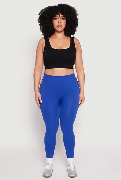 Womens Plus Seamless Cut Out Side Leggings, 1X-2X