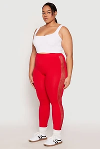 Womens Plus Size Seamless Cut Out Side Leggings, Red, Size 1X-2X
