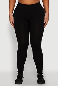 Womens Plus Size High Waisted Greek Key Side Stripe Leggings, Black, Size 1X-2X