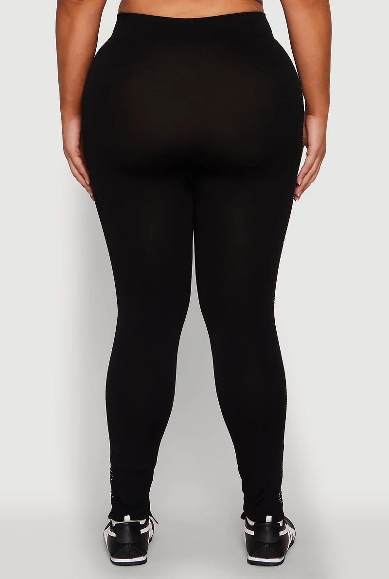 Plus High Waisted Greek Key Side Stripe Leggings