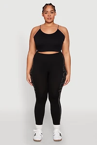 Womens Plus Size Queen Rhinestone Seamless Leggings, Black, Size 2X-3X