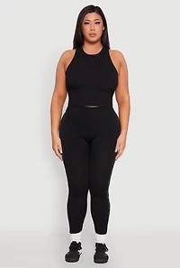 Womens Plus Size Chain Link Rhinestone Seamless Leggings, Black, Size 2X-3X