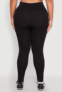 Womens Plus Size Chain Link Rhinestone Seamless Leggings, Black, Size 2X-3X