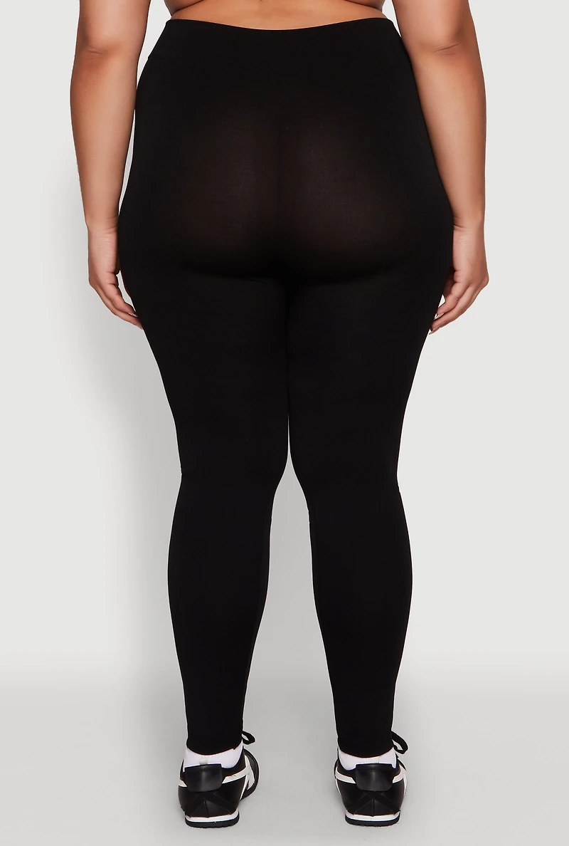 Womens Plus Size Triangle Rhinestone Seamless Leggings, Black, Size 1X-2X