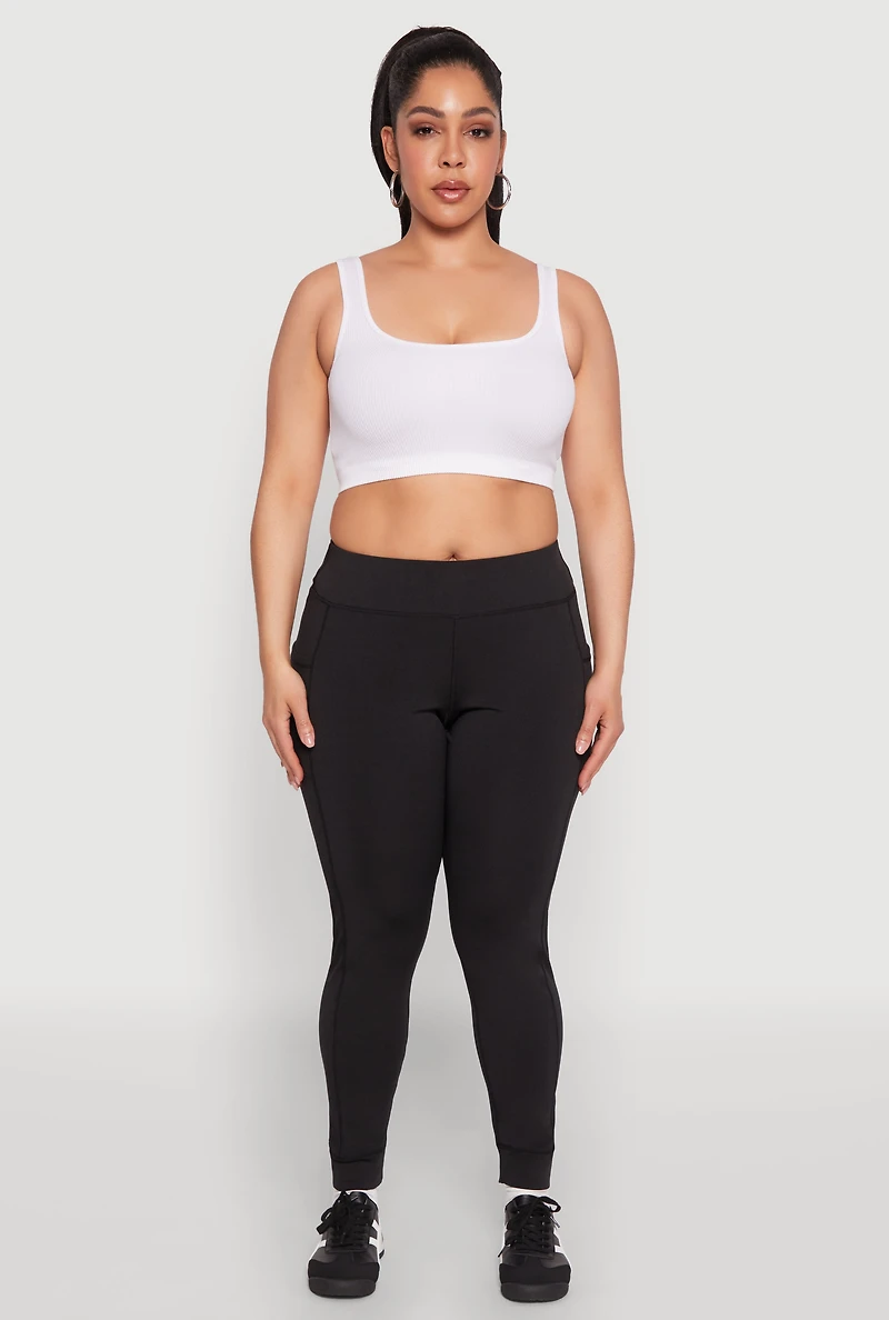 Womens Plus High Waisted Cell Phone Pocket Leggings,
