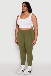 Womens Plus High Waisted Cell Phone Pocket Leggings, Green,